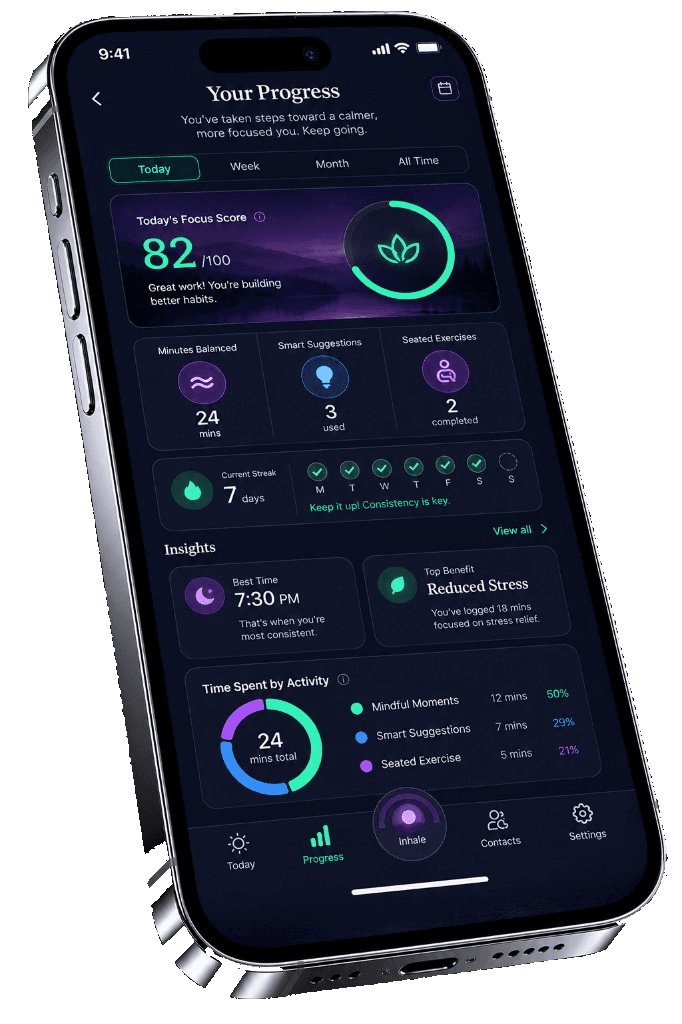 Drive Peace mobile app progress dashboard for focus, mindfulness, and wellness tracking, built by aikware